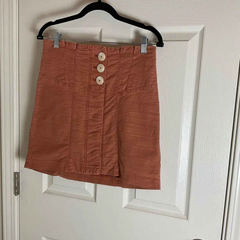Free People Button-Front Mini Skirt - Rust Size 6